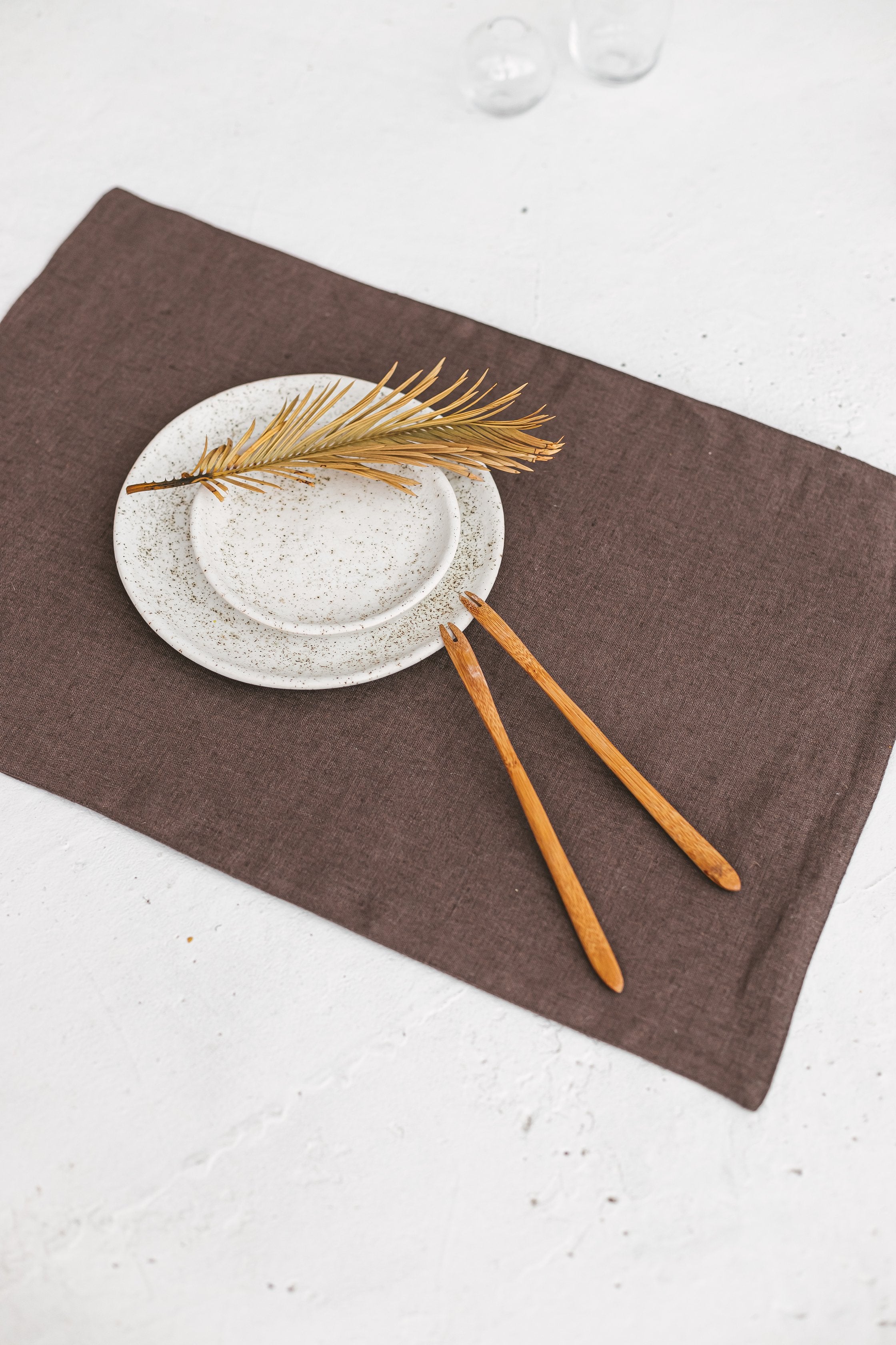 Linen Placemats. Natural Stonewashed Linen Placemat Set. Linen