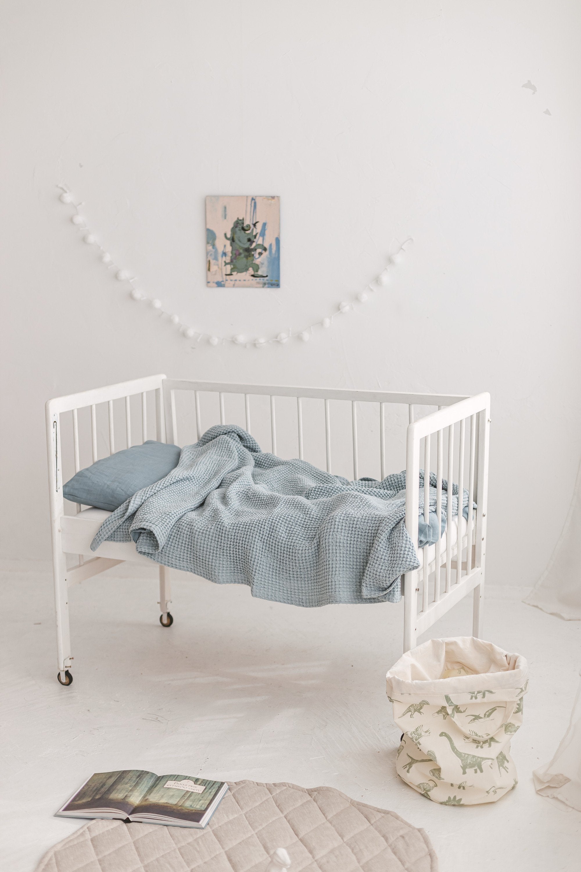 Aqua and grey nursery bedding online