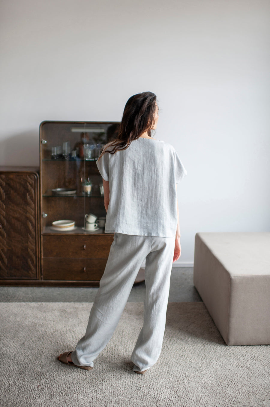 Cloud grey linen pajama set