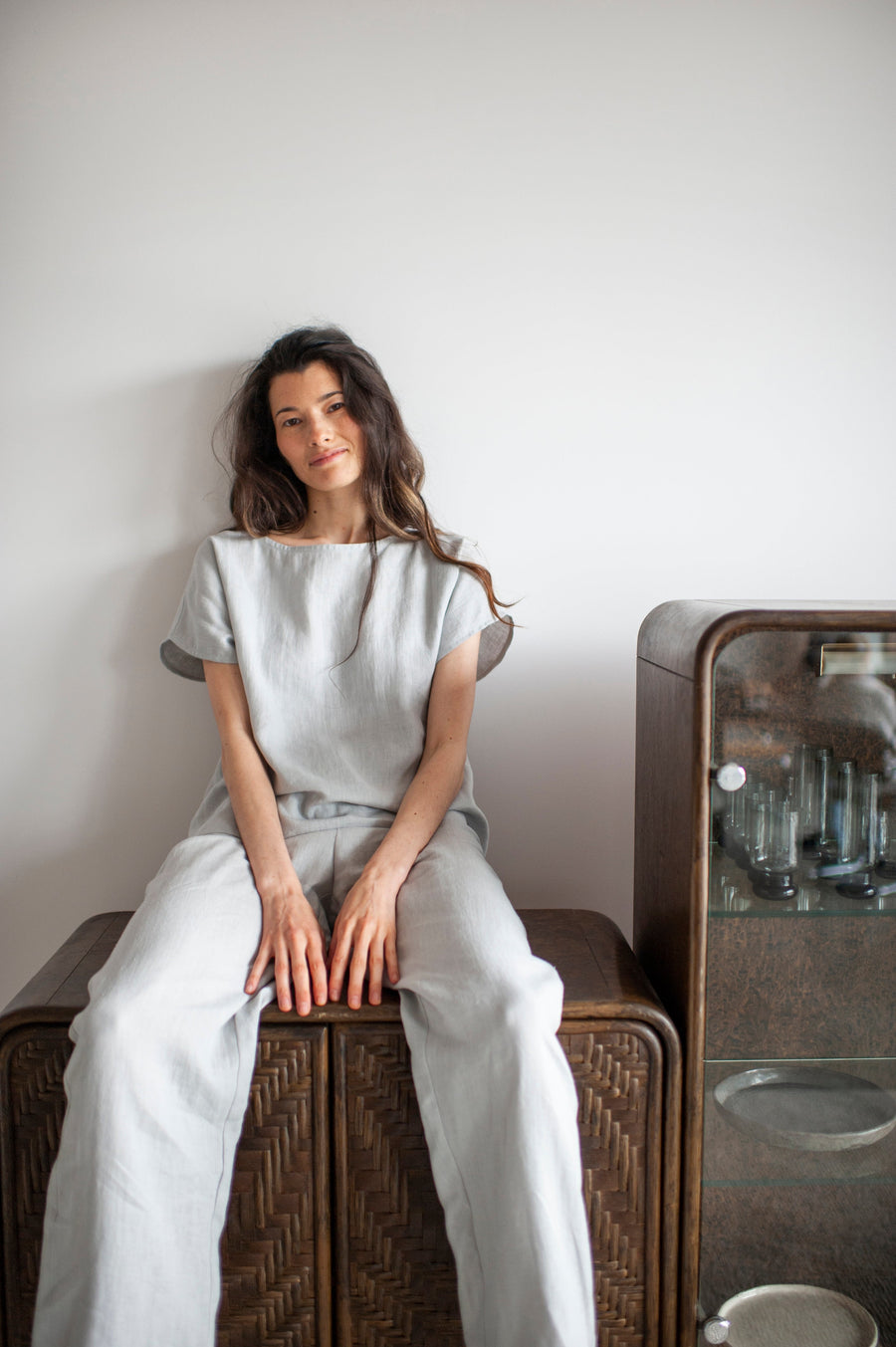 Cloud grey linen pajama set