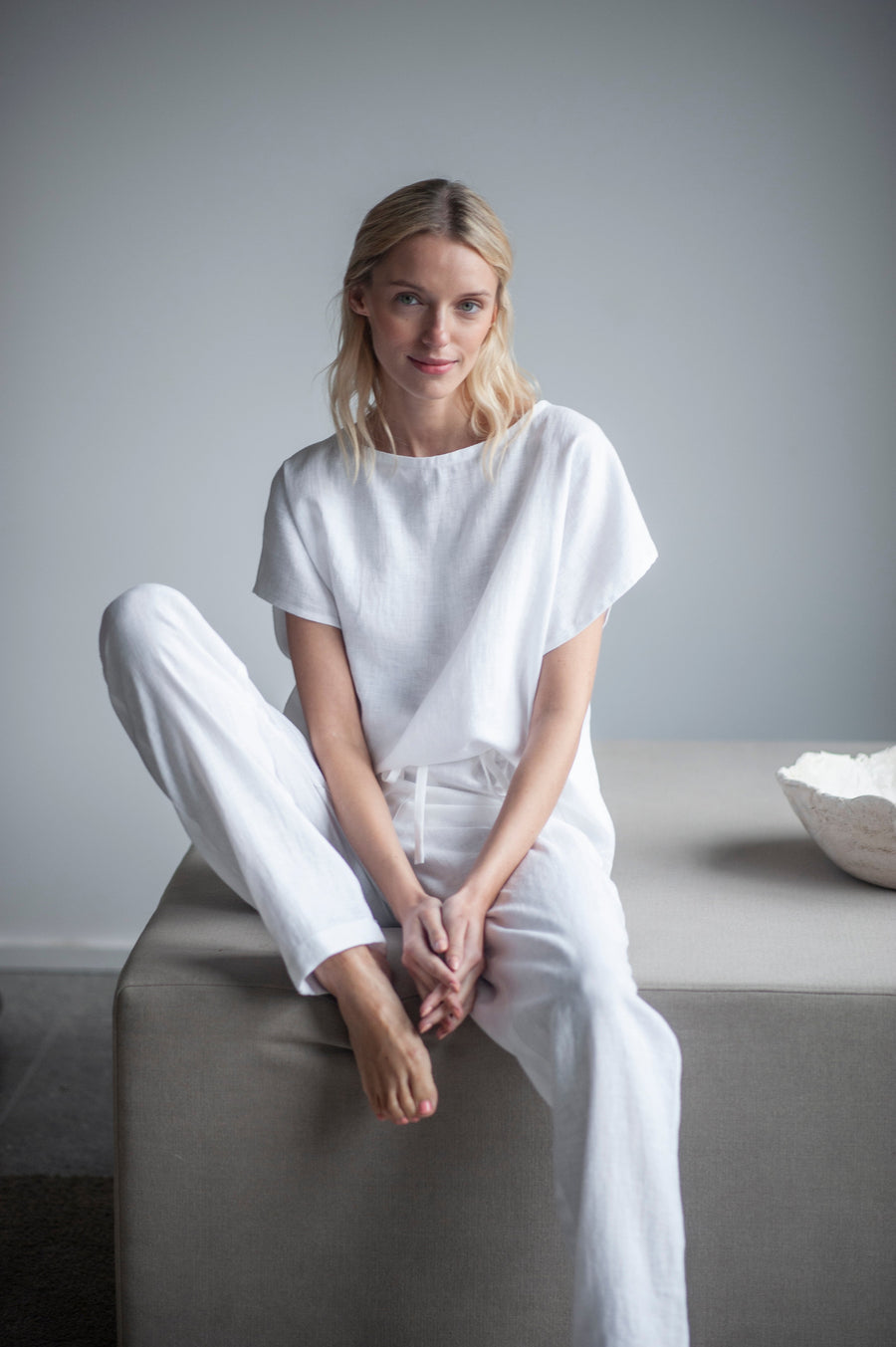 Cloud grey linen pajama set