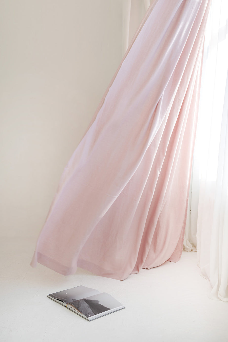 pink linen curtain