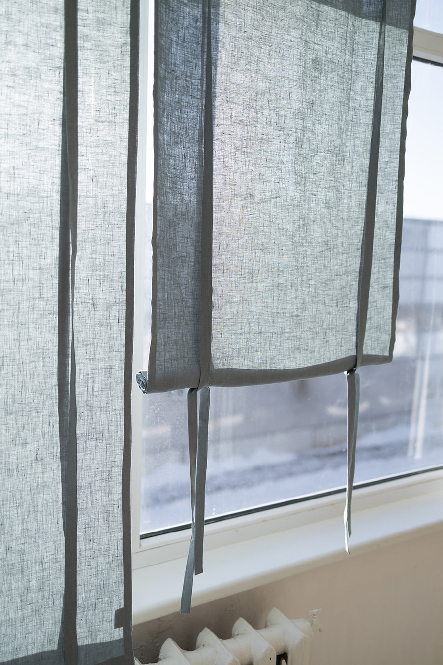 linen roll-up curtain