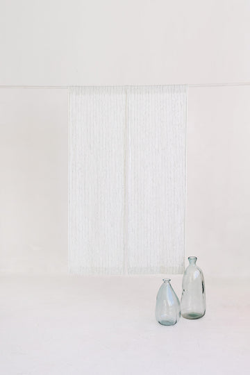 Milky White  Pinstripe Linen Japanese Noren Curtain