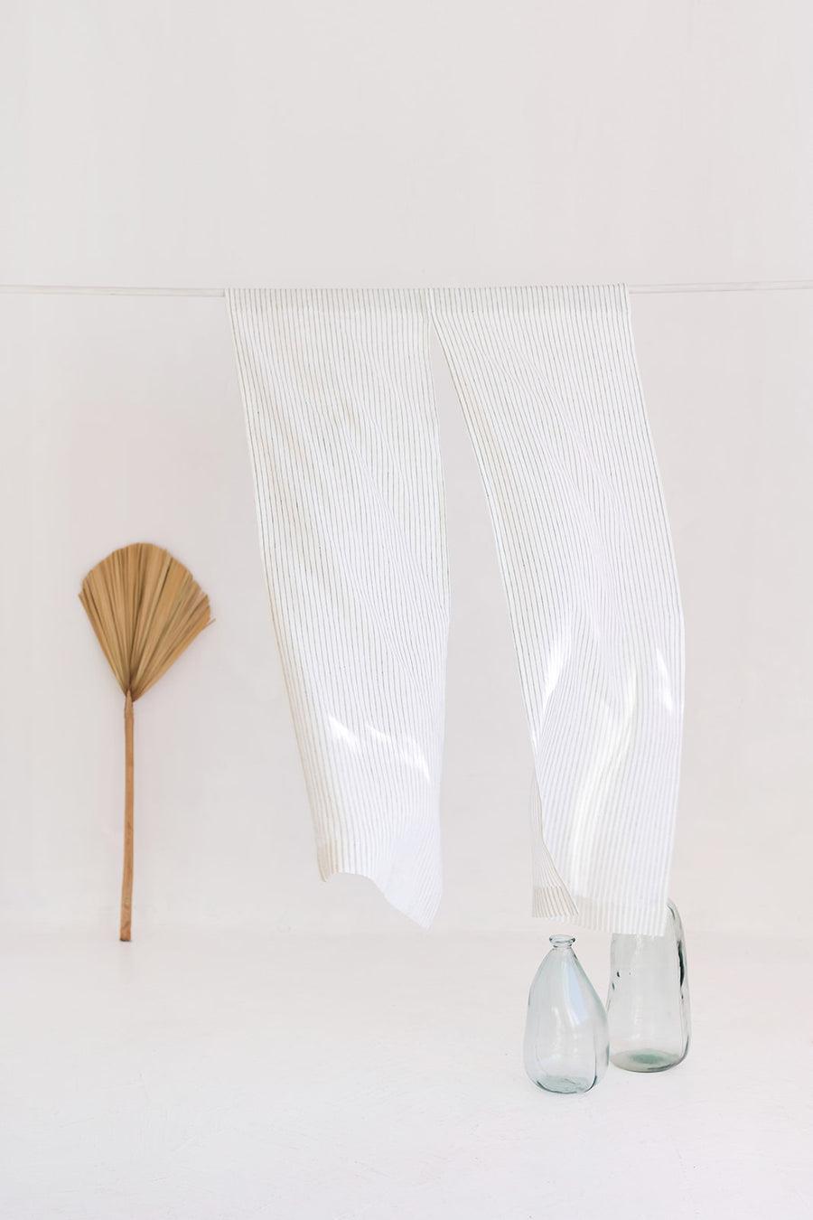 Milky White  Pinstripe Linen Japanese Noren Curtain