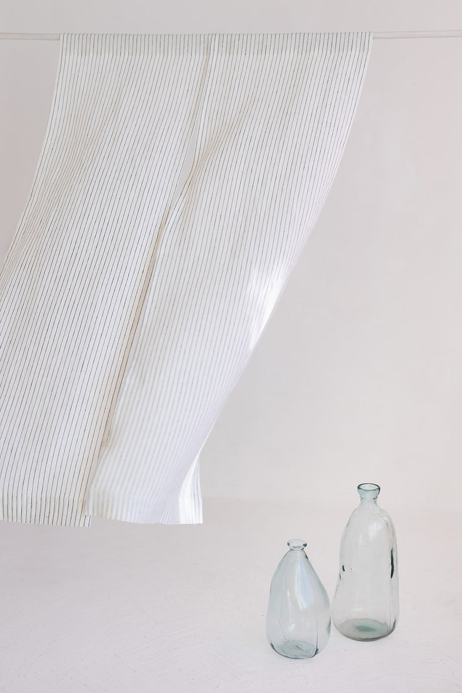 Milky White  Pinstripe Linen Japanese Noren Curtain