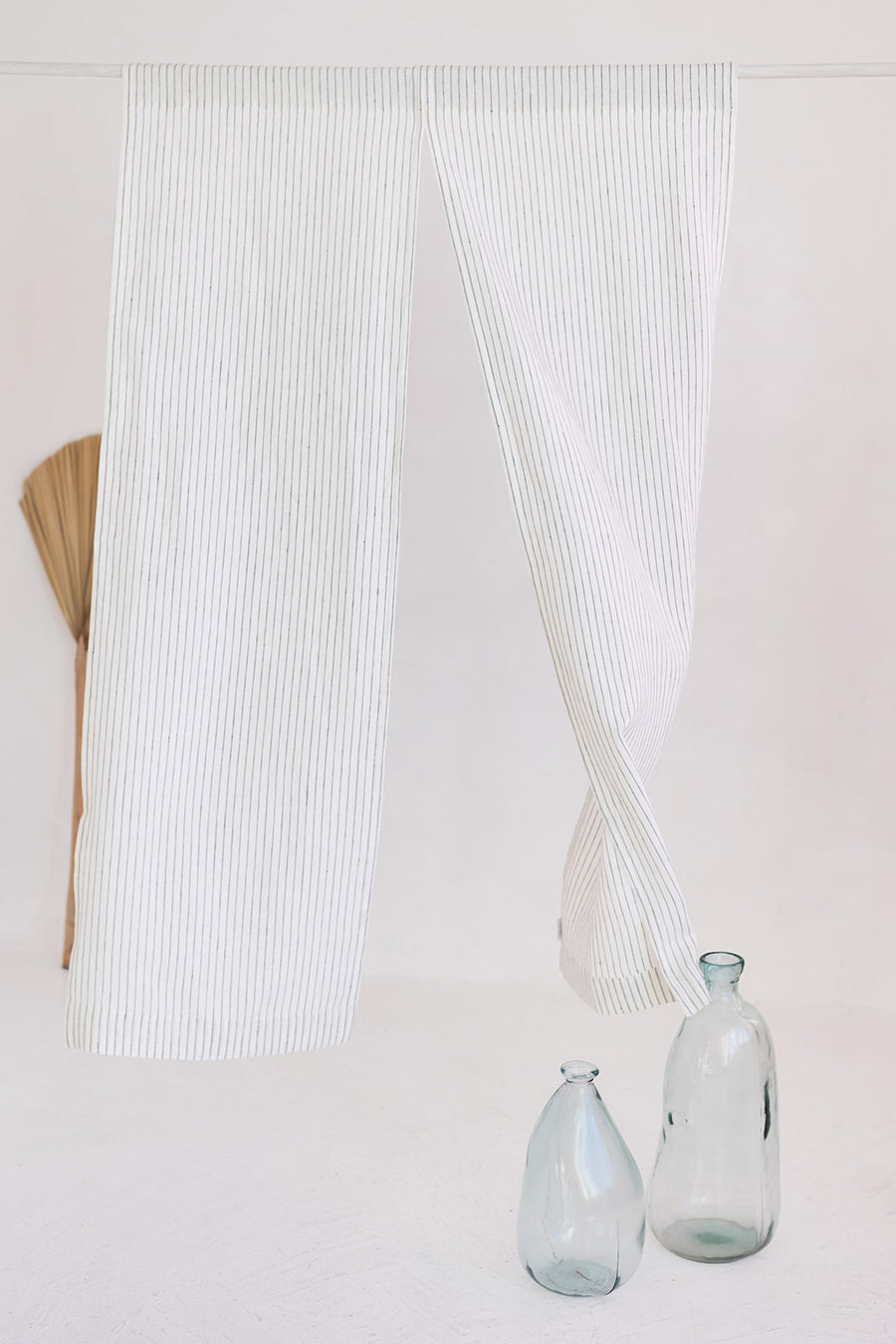 Milky White  Pinstripe Linen Japanese Noren Curtain