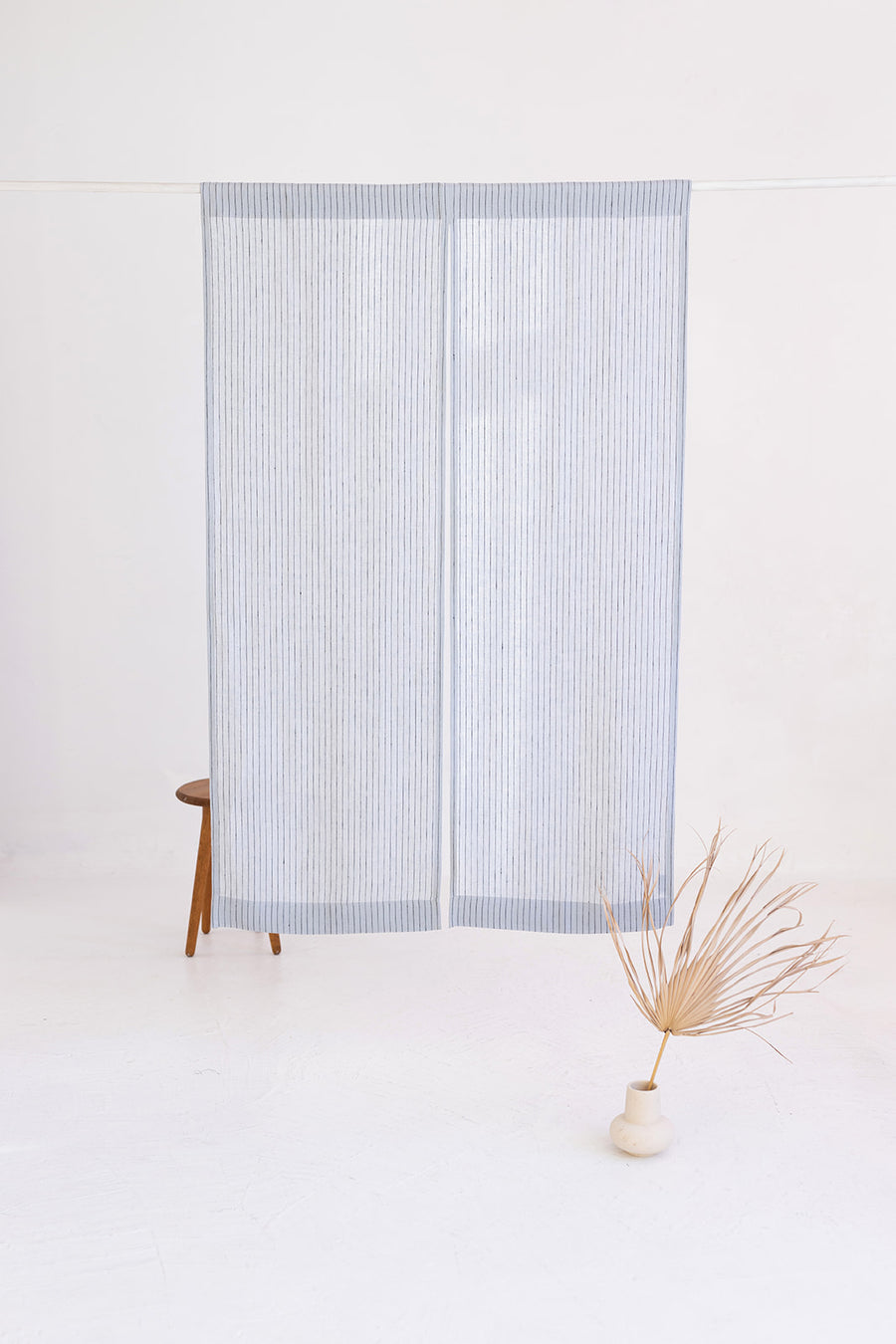 Ash Gray Pinstripe Linen Japanese Noren Curtain