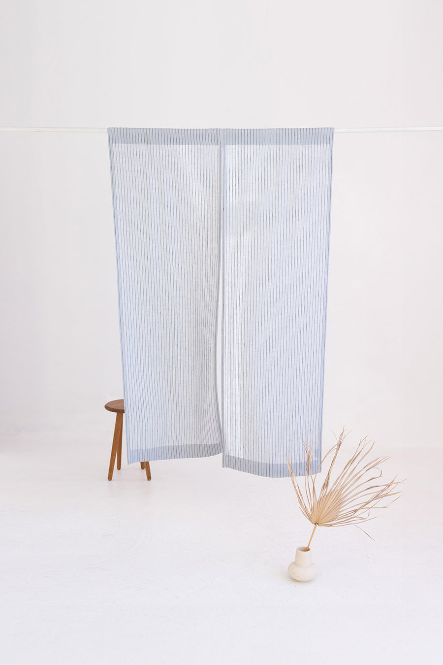 Ash Gray Pinstripe Linen Japanese Noren Curtain