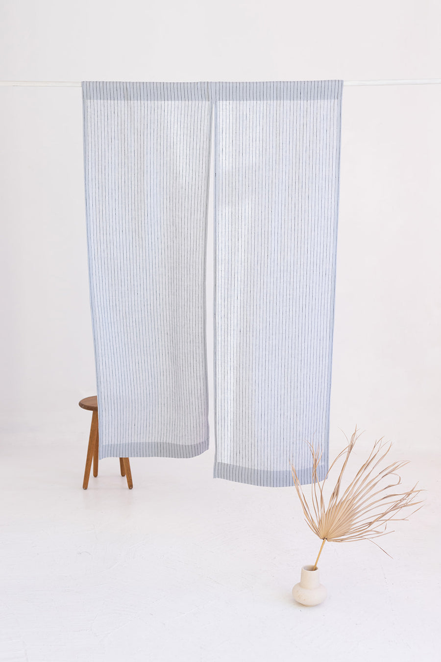 Ash Gray Pinstripe Linen Japanese Noren Curtain