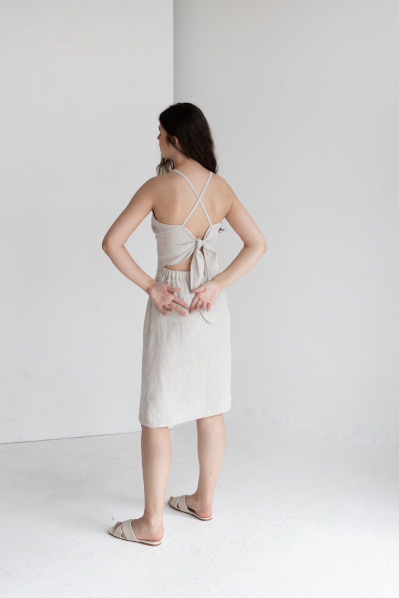 open back linen dress