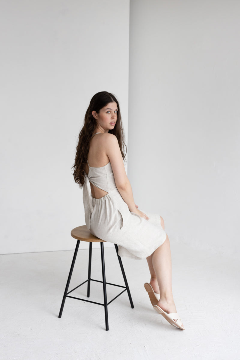 open back linen dress