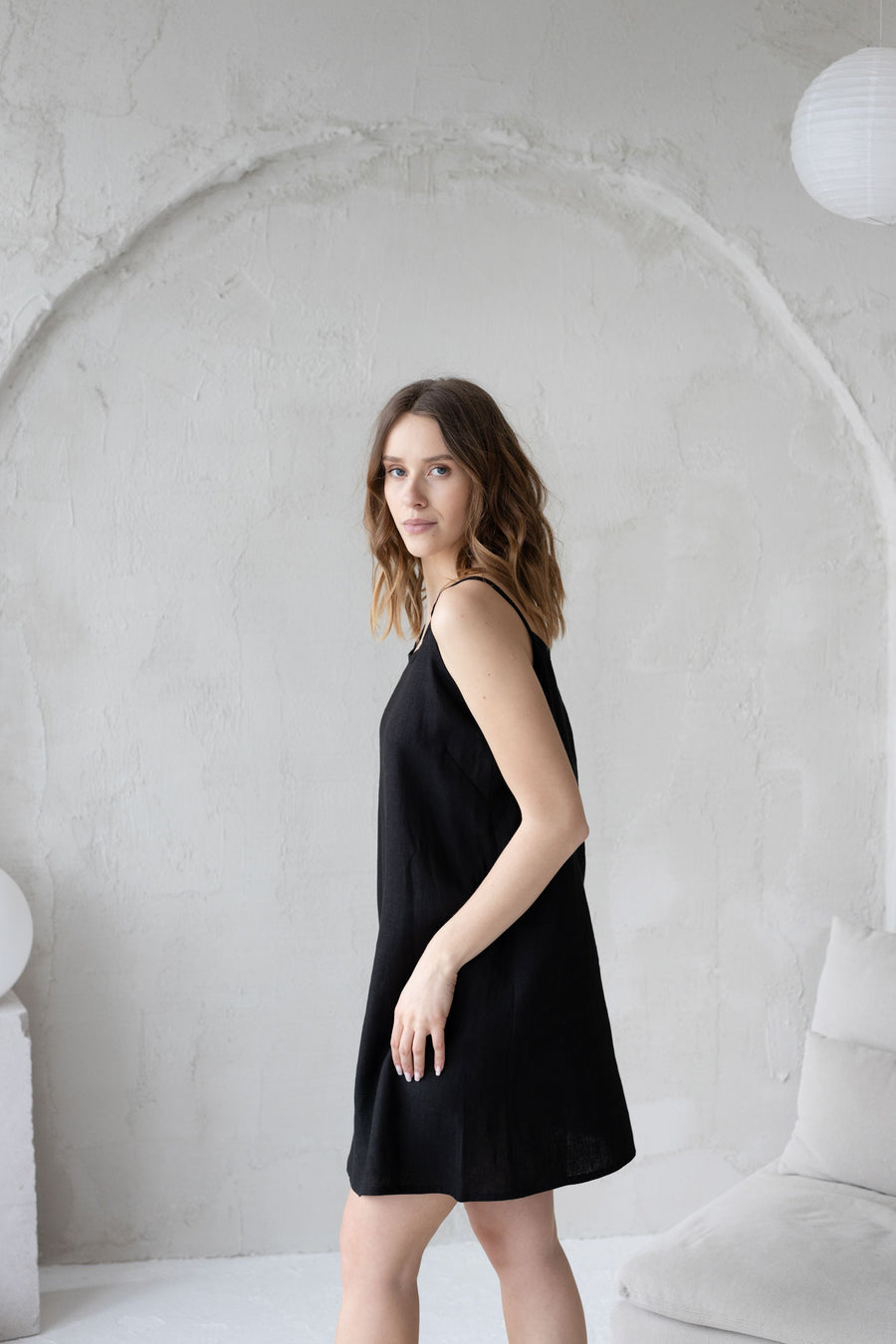 Black linen nightdress