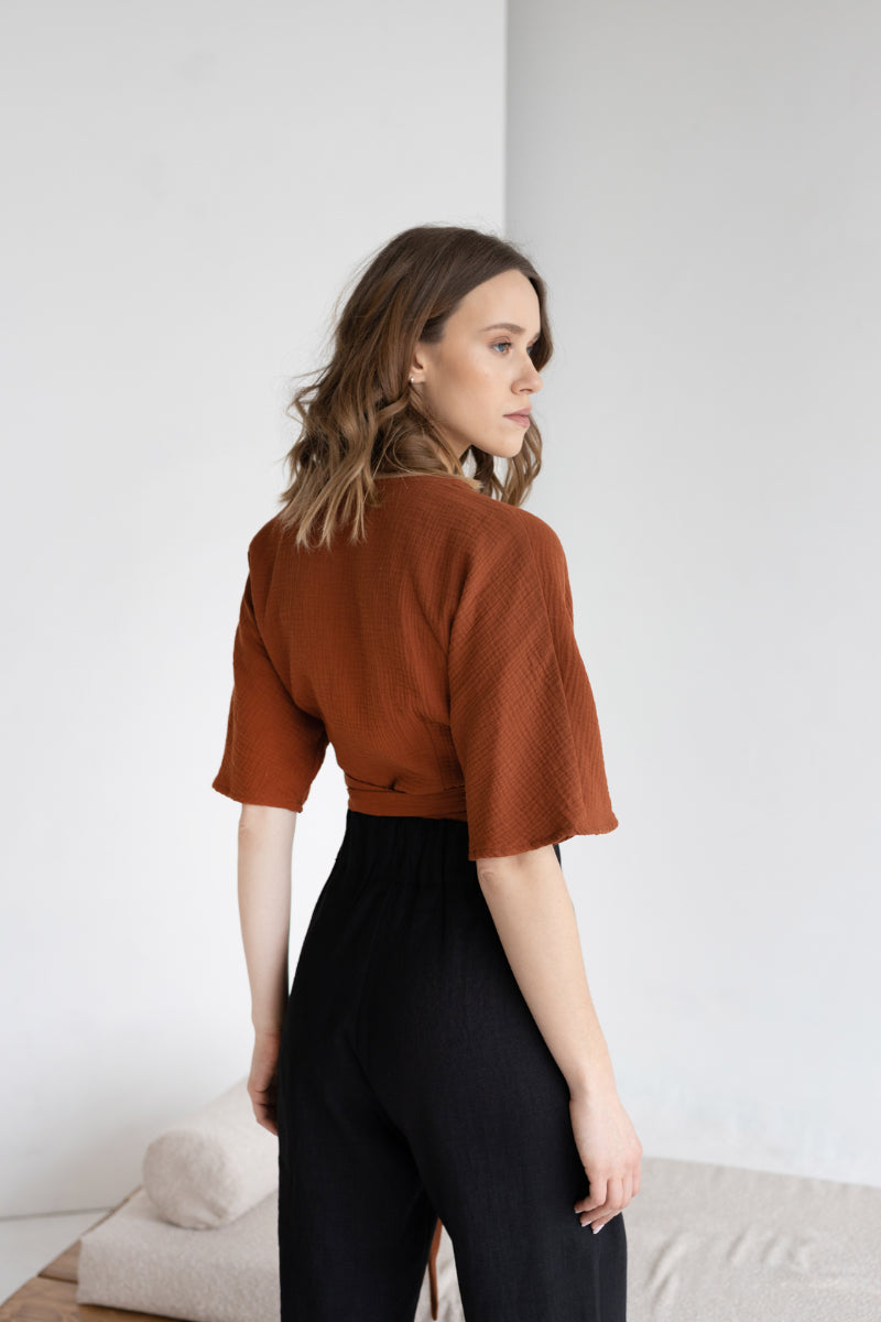 gauze wrap blouse