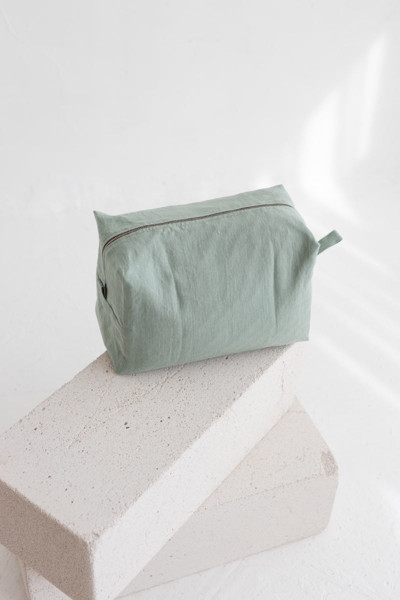 linen makeup bag