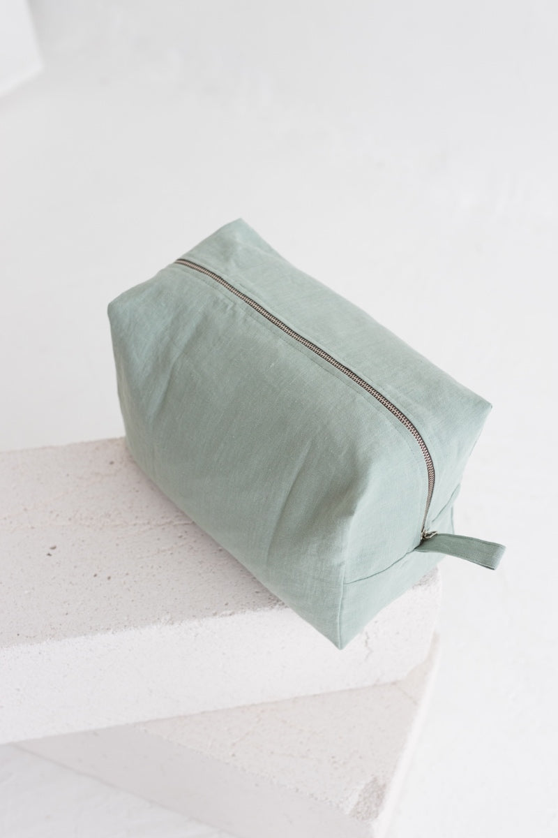 linen makeup bag