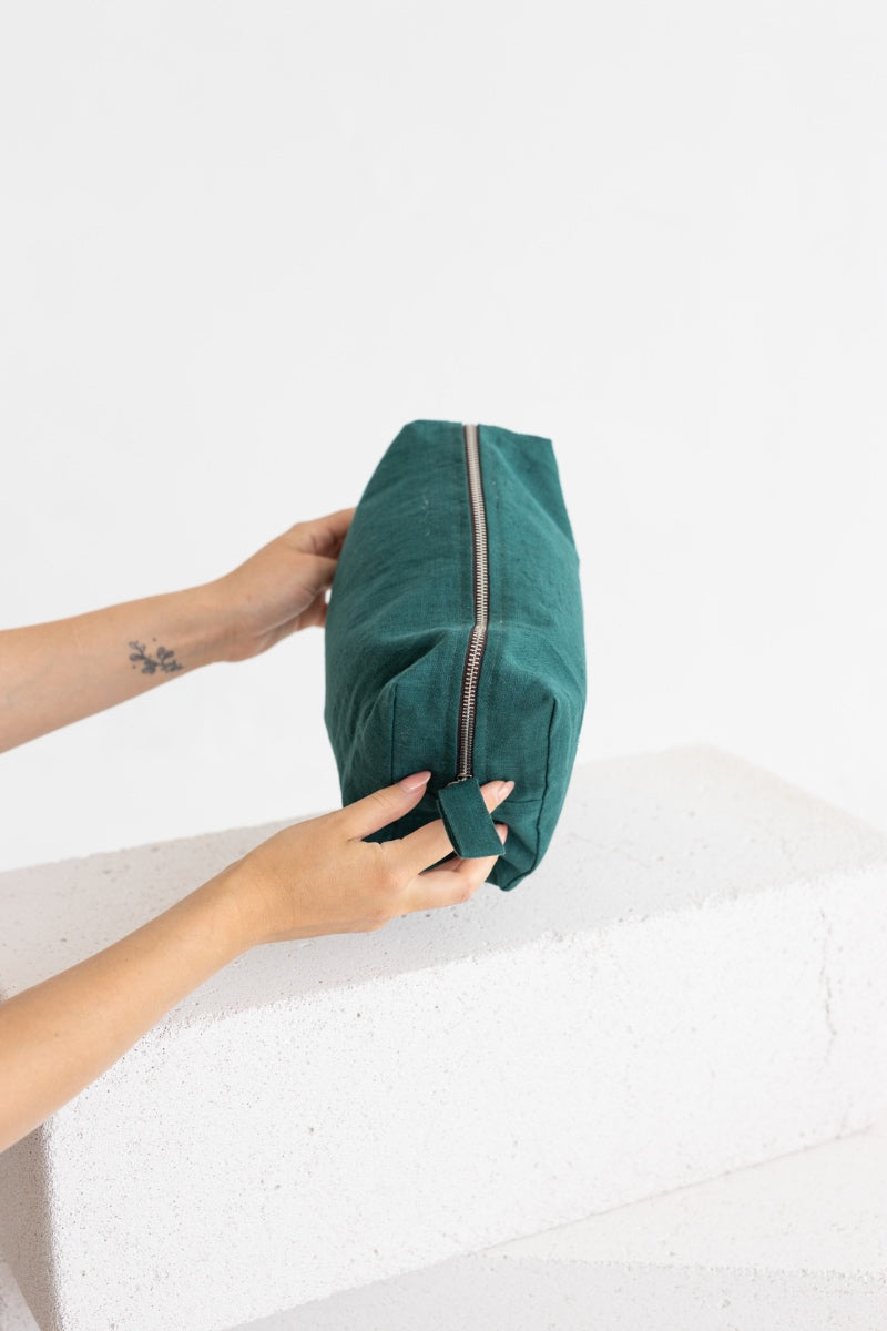 linen makeup bag