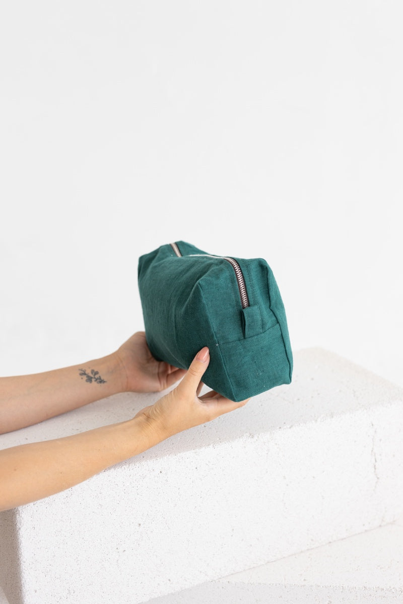 linen makeup bag