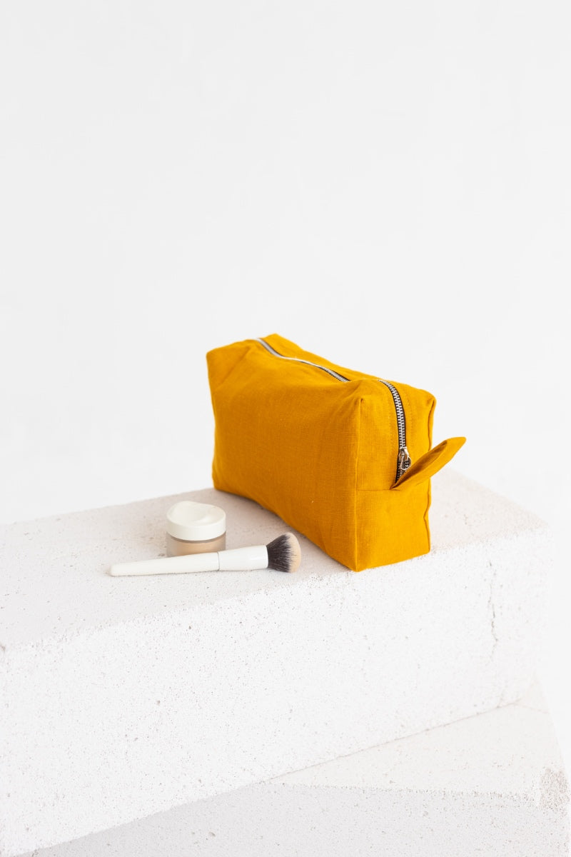 linen makeup bag