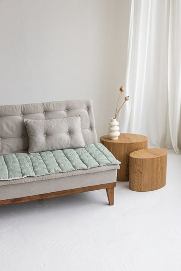Two-sided Sage Linen Couch Cover