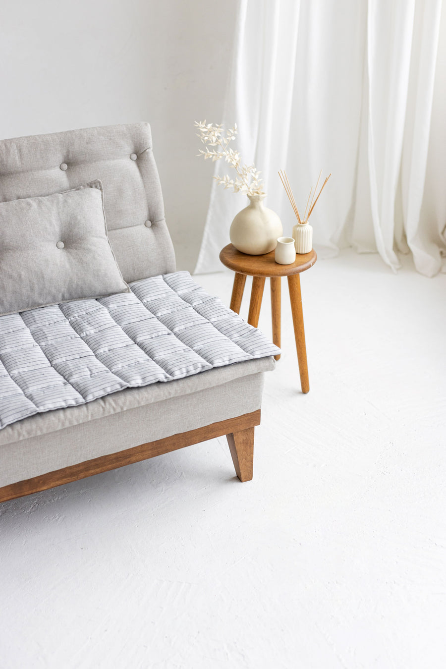 Two-sided Gray Linen Couch Cover