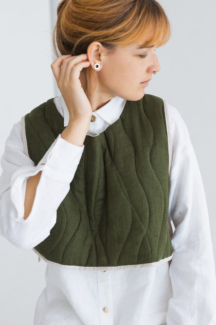 quilted linen vest