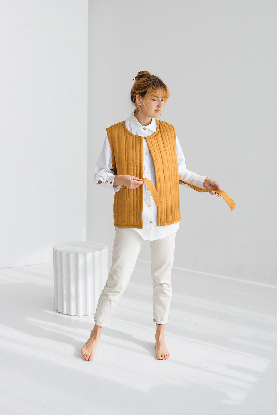 quilted linen vest