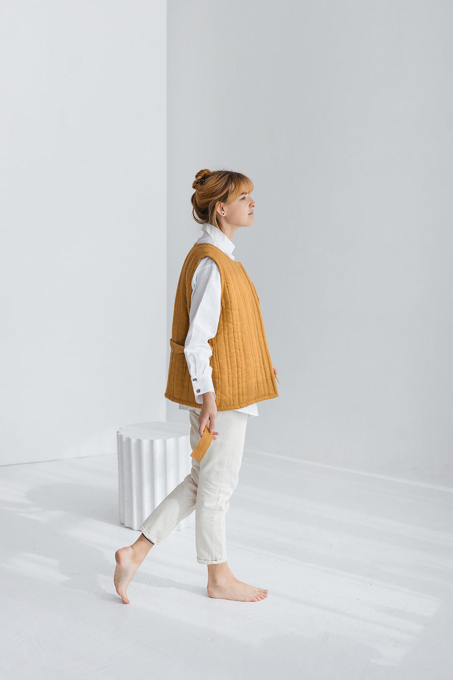 quilted linen vest