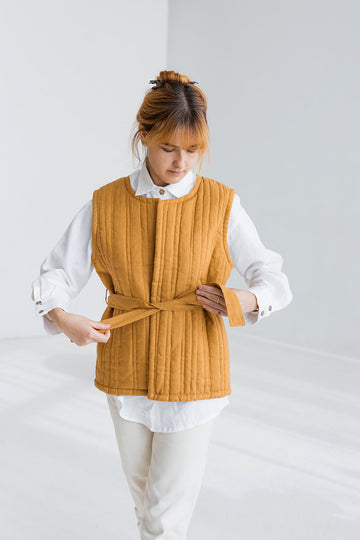 quilted linen vest