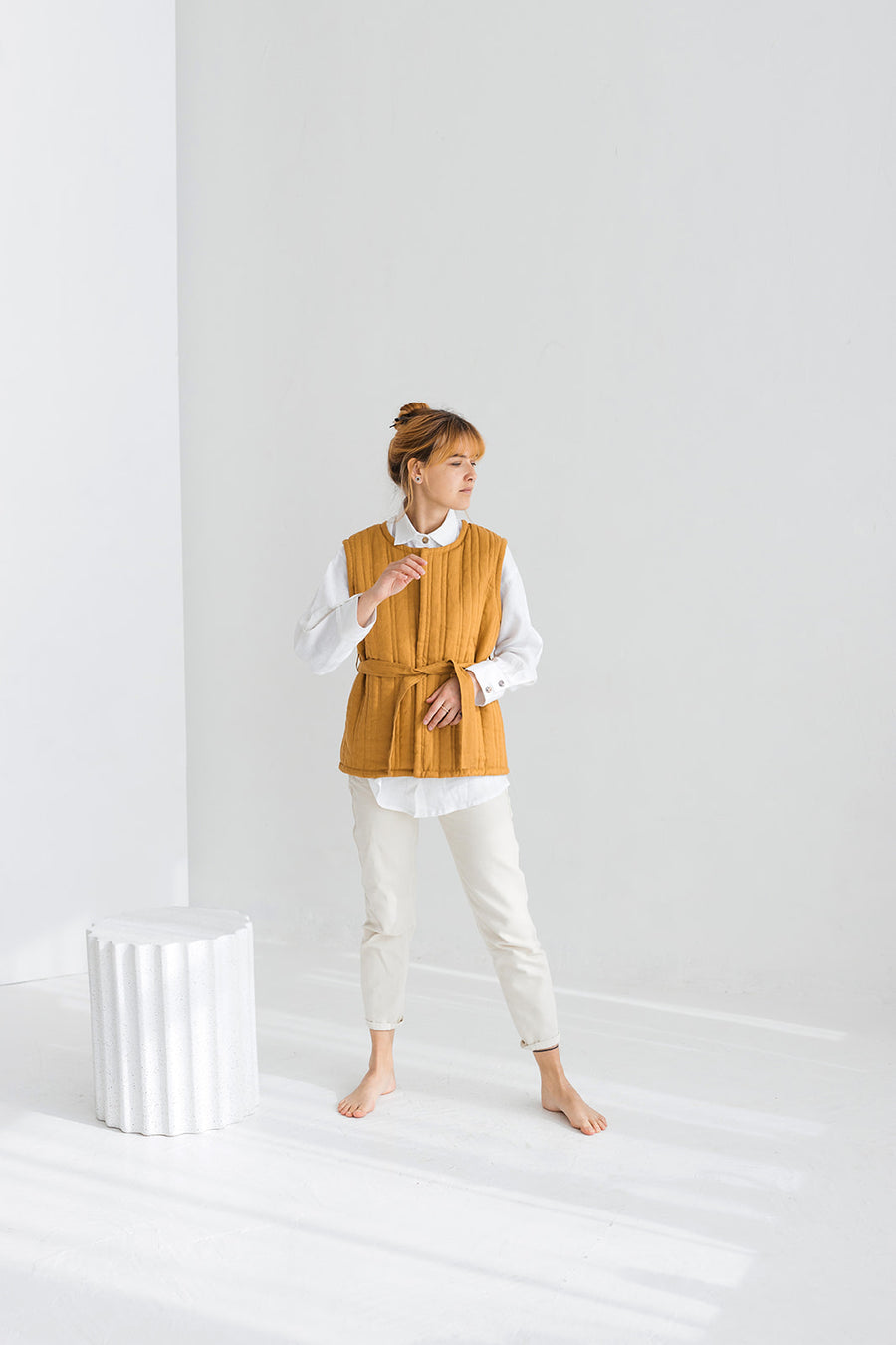 quilted linen vest