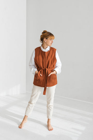 quilted linen vest