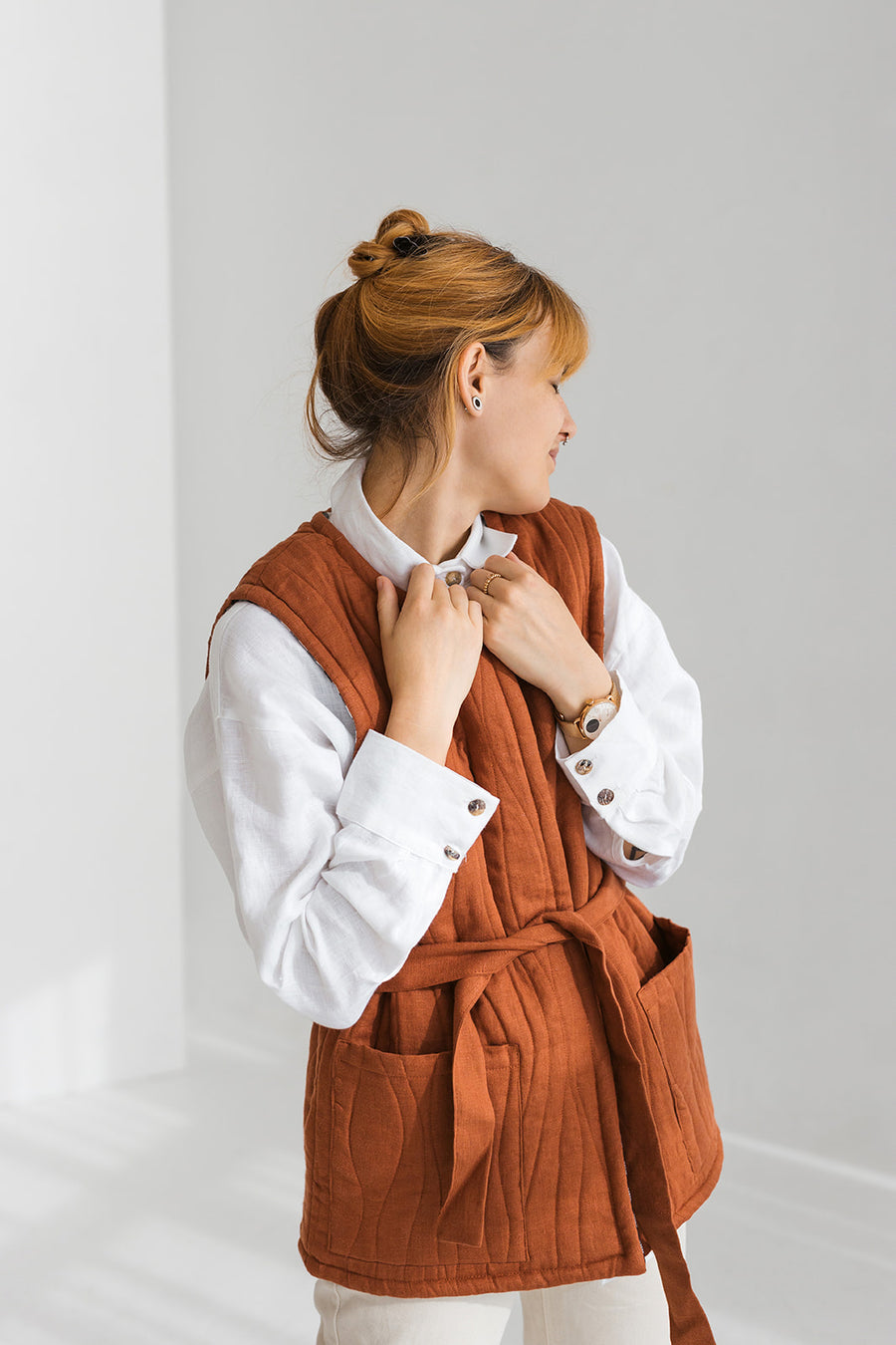 quilted linen vest