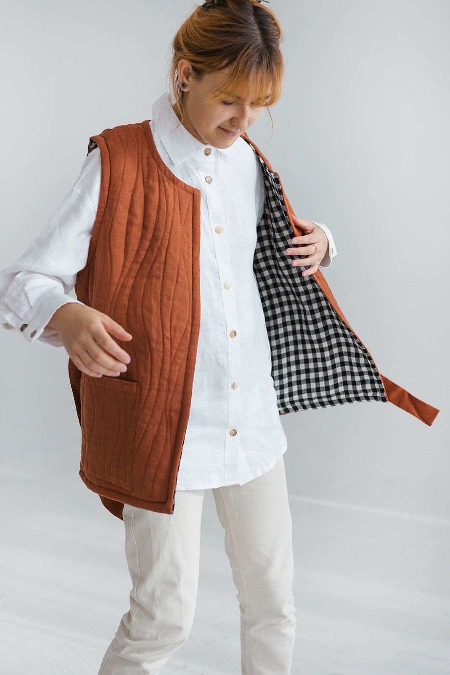 quilted linen vest