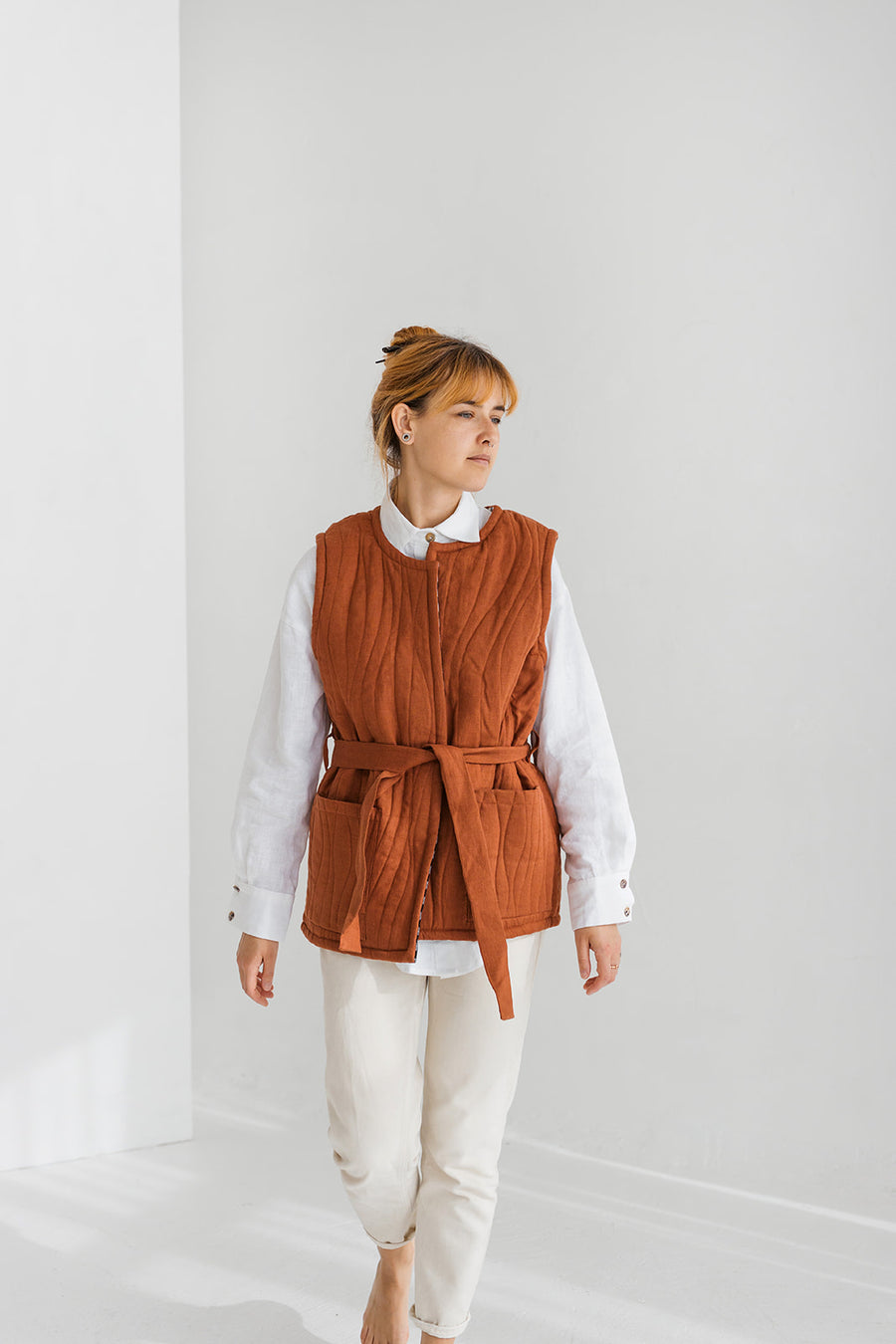 quilted linen vest