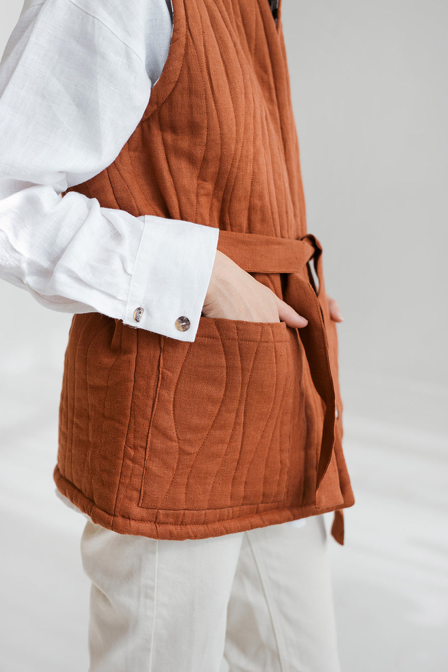 quilted linen vest