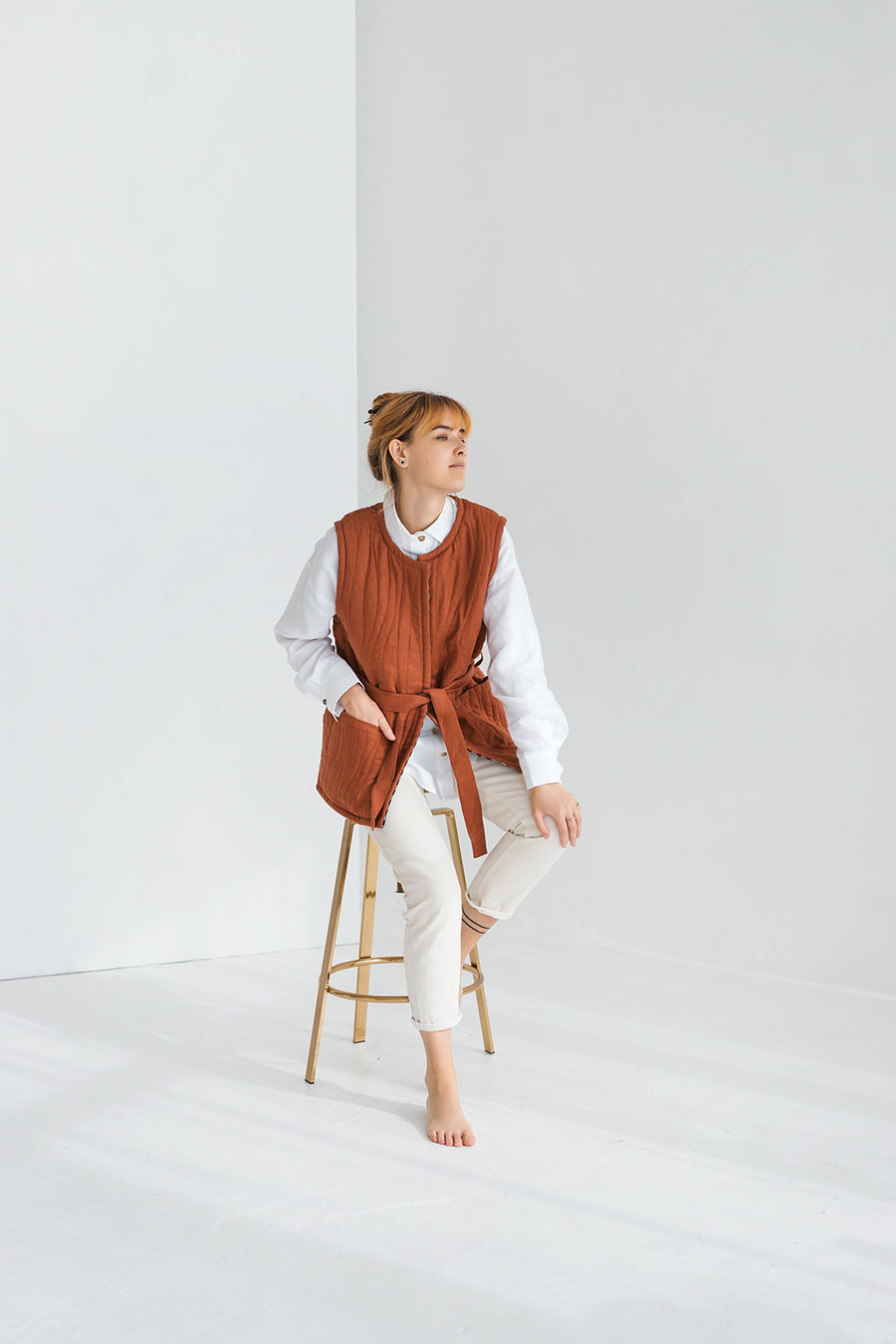 quilted linen vest