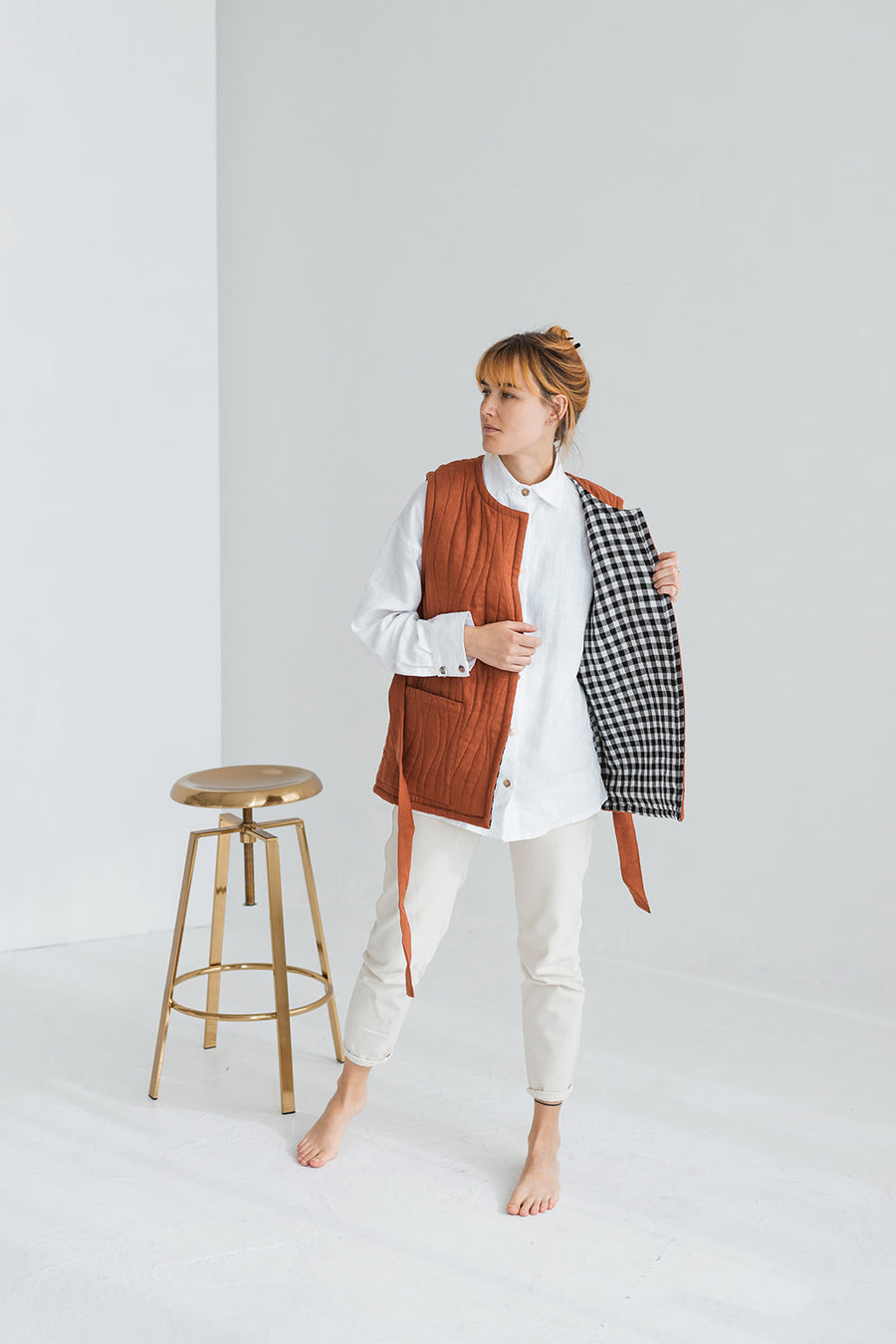 quilted linen vest