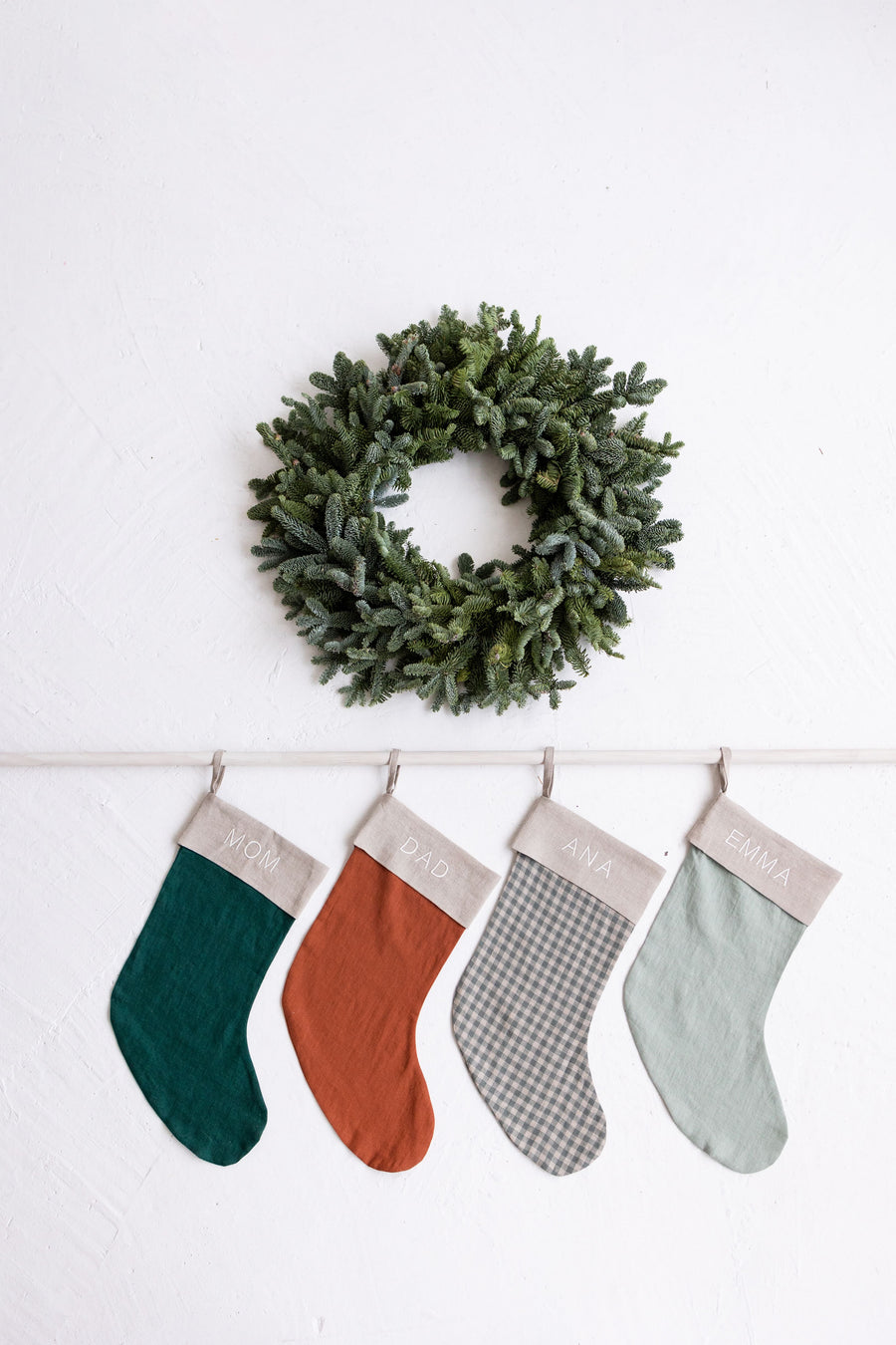 Personalized Linen Christmas stocking