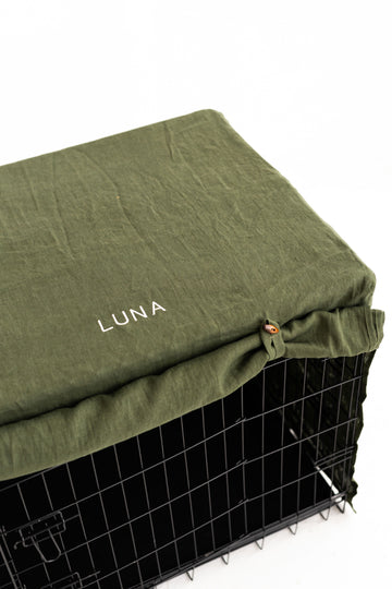 linen dog crate cover