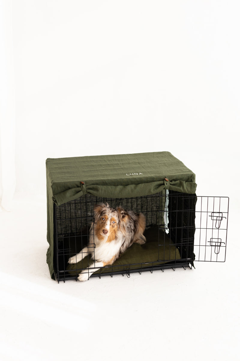 linen dog crate cover