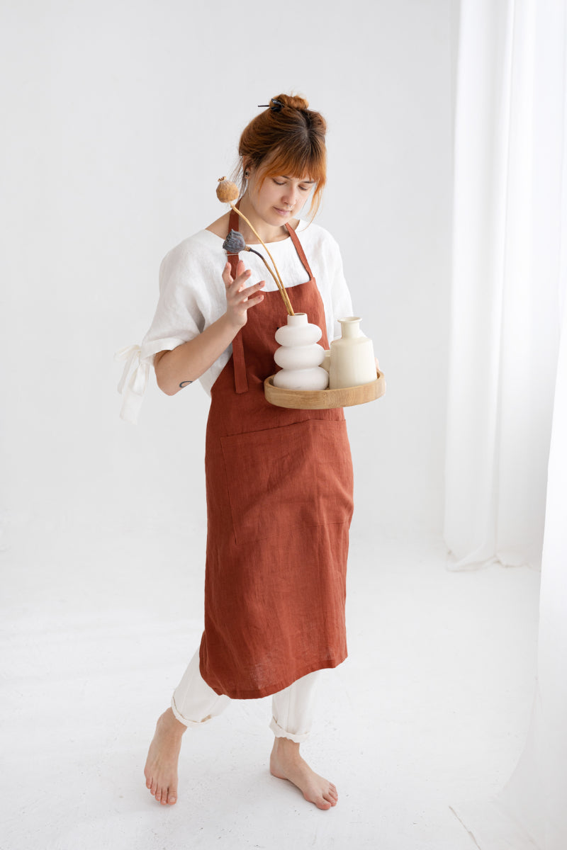embroidered linen pinafore