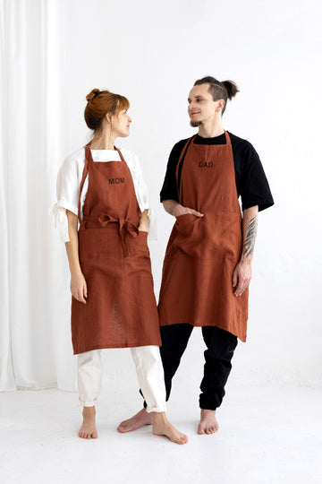embroidered linen pinafore