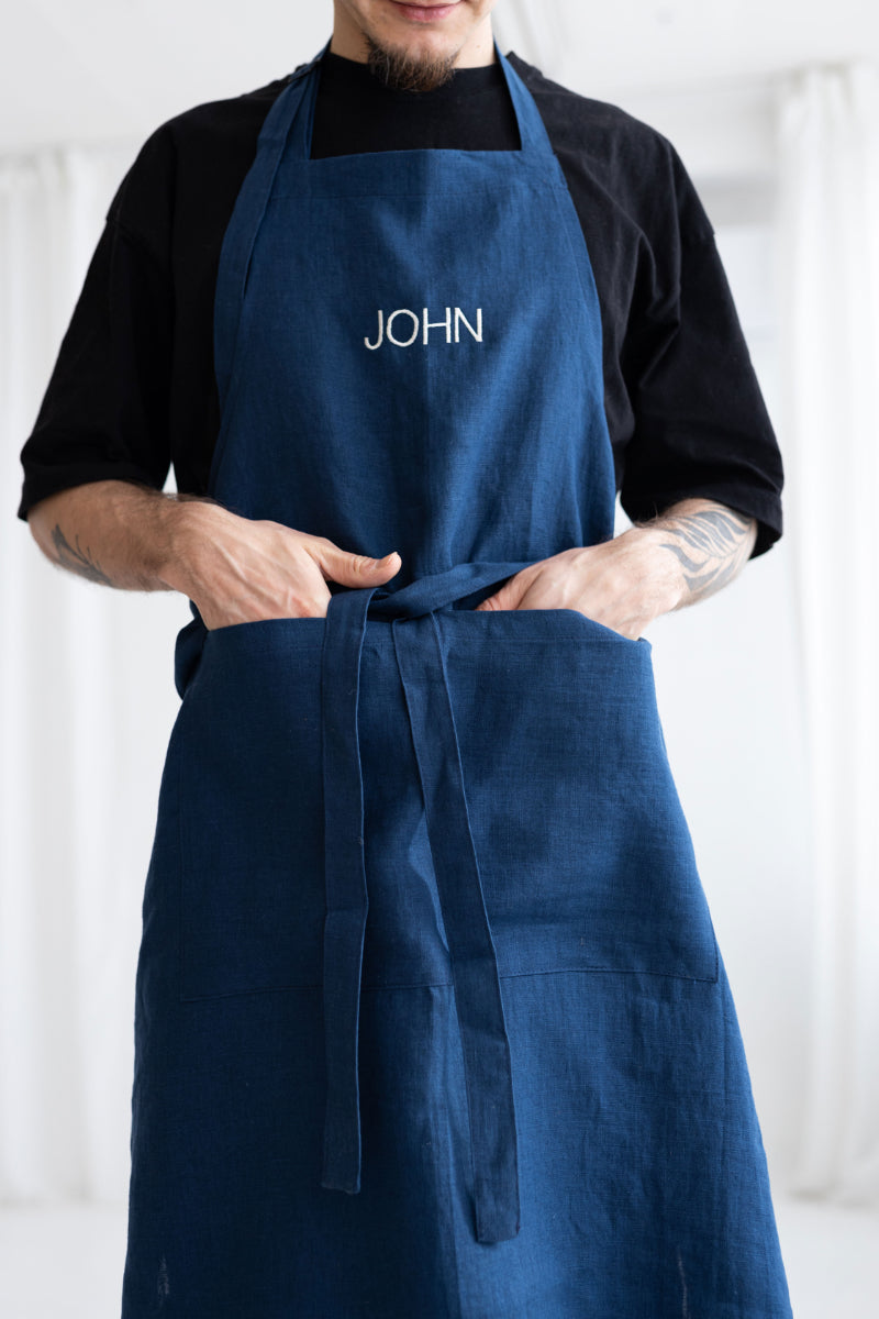 embroidered linen apron