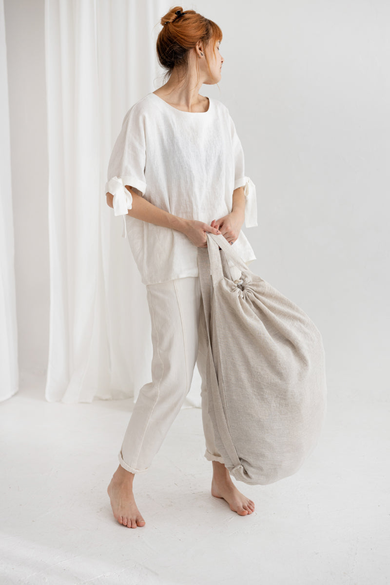 linen laundry backpack