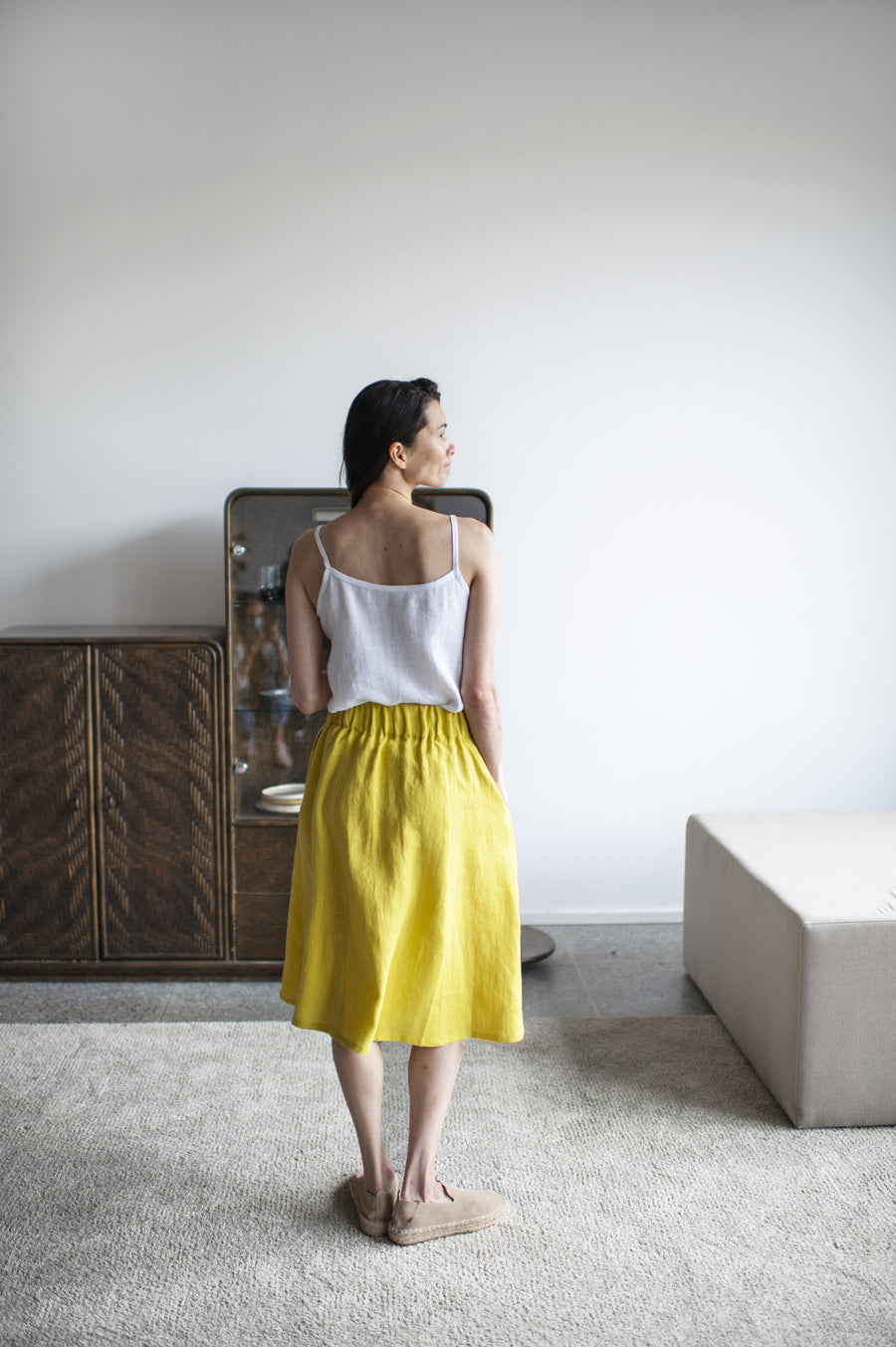 linen skirt with buttons