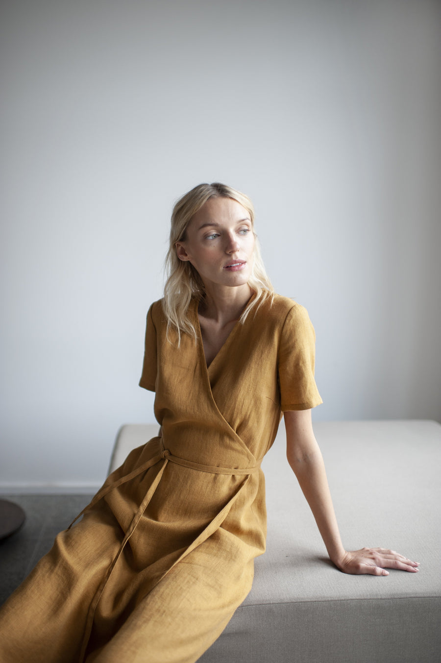 linen wrap dress