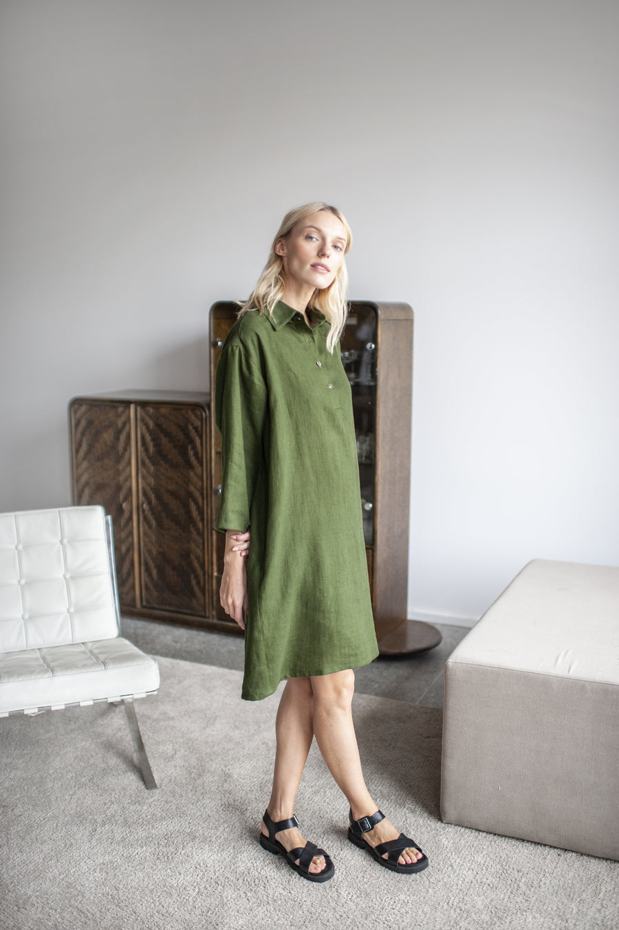 linen shirt dress