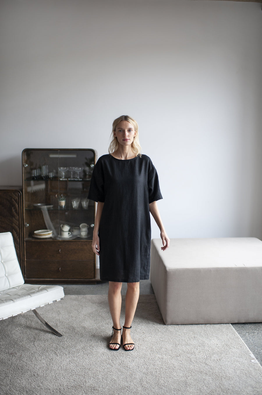 Dark Green Linen Dress