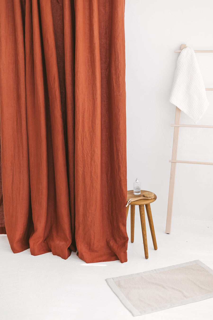 Waterproof Rusty Linen Shower Curtain 280cm / 110'' width