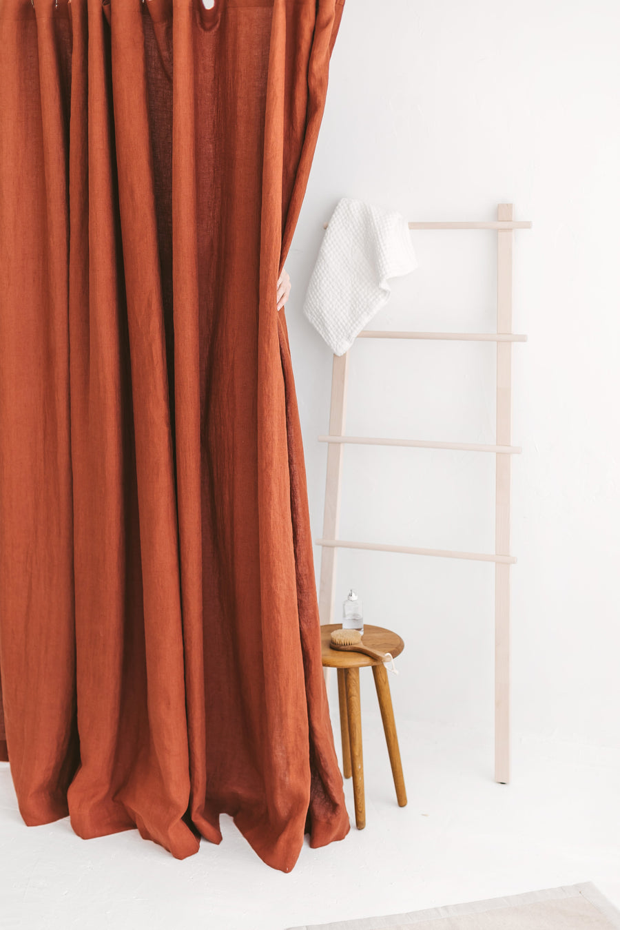 Waterproof Rusty Linen Shower Curtain 280cm / 110'' width